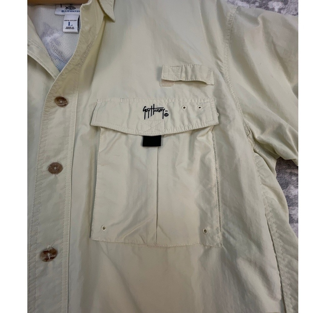Aftco Guy Harvey Bluewater Men L Vented Fishing Shirt PFG style Tan Gorpcore - Picture 5 of 7